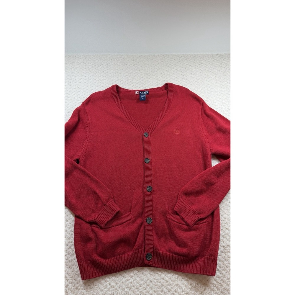 Chaps Men's Cardigan Sweater Grandpa Preppy Vintage Red Sz Medium